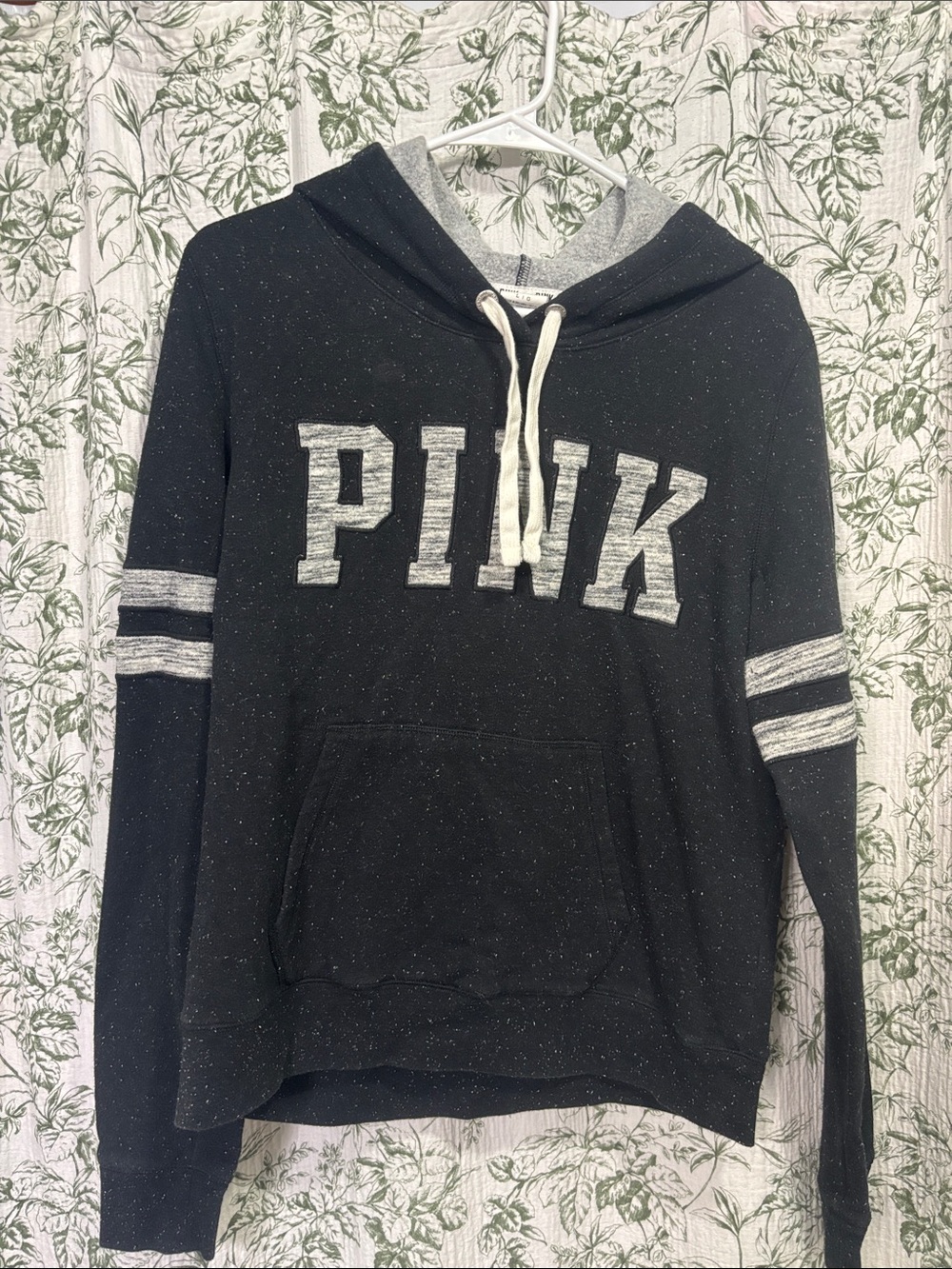 PINK Victoria's Secret Black Pullover Hoodie with Gray Accents